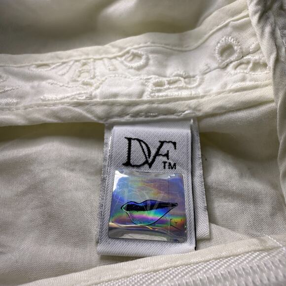 Diane Von Furstenberg Eyelet Embroidered Sheath Mini Dress Size 0 Pockets Luxury - Picture 9 of 11